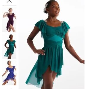 High low ruched Weissman Costume Cold 16224 SA Jade